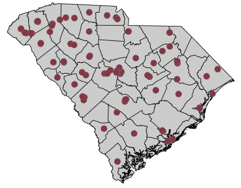 Map of iCARE service locations