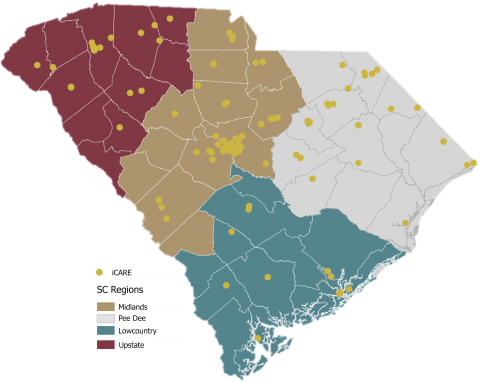 Map of iCARE service locations